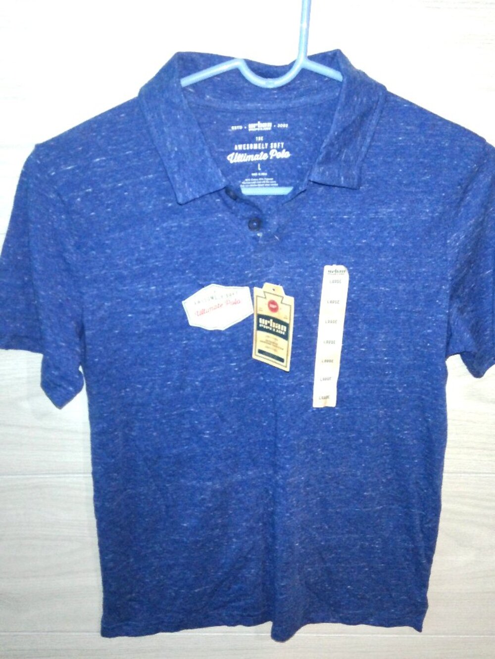 Urban Pipeline Ultimate Polo Shirt Boys Size Large Heather Blue Short Sleeve NEW